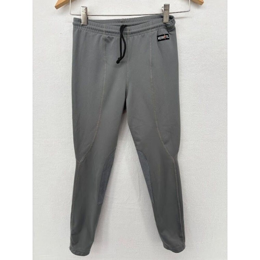 Girls Kerrits Gray Leggings Patch Riding Breech Drawstring‎ Stretch Pants XL